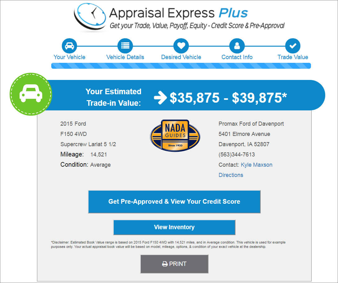 Appraisal Express Plus trade value